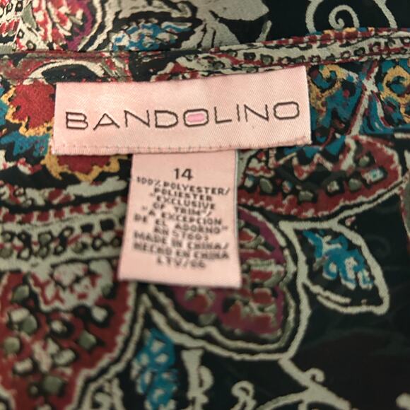 Bandolino Crochet SZ 14 Top Black Flower Tunic Boho Y2K Long Sleeve Pleated - Picture 8 of 10